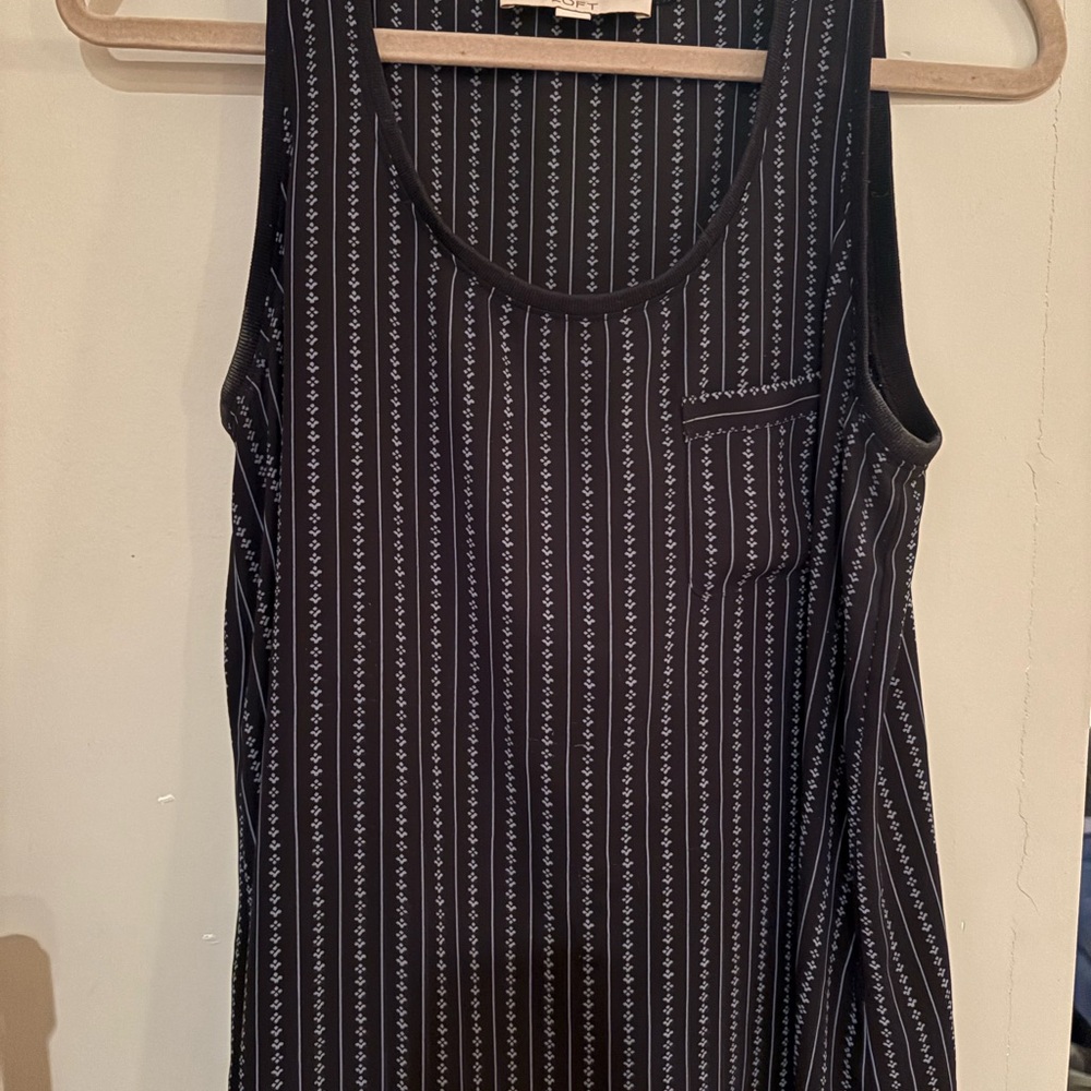 LOFT Black and White Patterned Tank Top